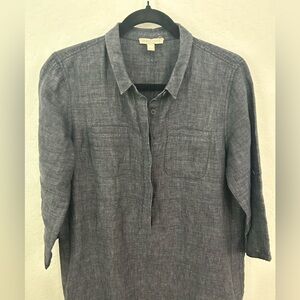 Eileen Fisher organic linen shirt dress with pockets PS/PP